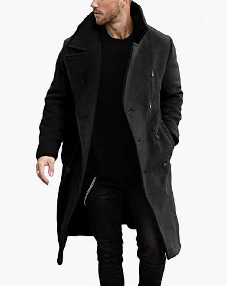 Manteau en laine pour homme style col double moderne
