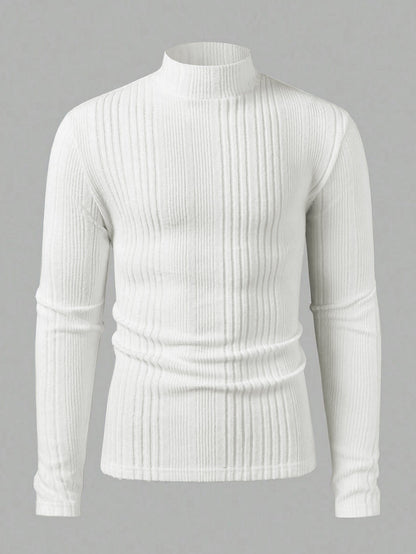 Pull homme tricot col montant effet côtelé