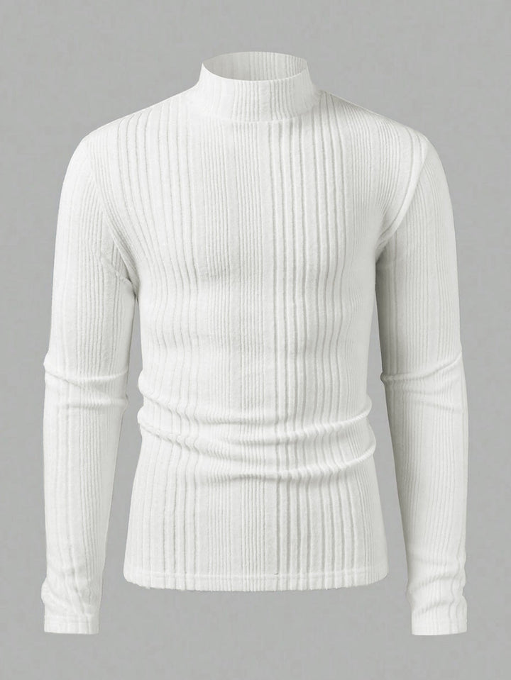 Pull homme tricot col montant effet côtelé