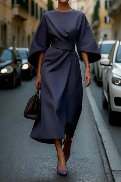 Robe longue femme élégante lacée à manches bouffantes