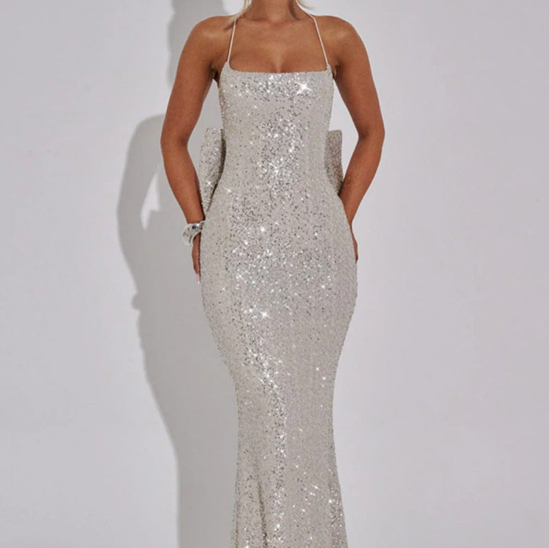 Damen Abendkleid Glitter Elegant Spitze - IdealeKleiden