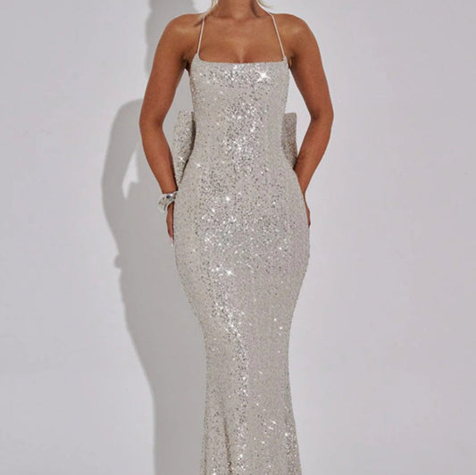 Damen Abendkleid Glitter Elegant Spitze - IdealeKleiden