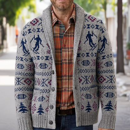 Herren Strickjacke Norweger Muster Praktisch - IdealeKleiden