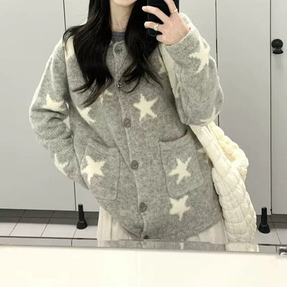 Gilet en tricot pour femme motif étoiles Pratique