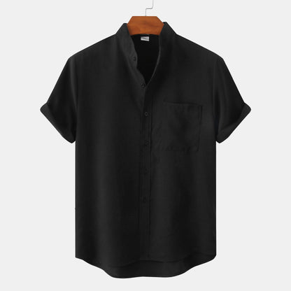 Chemise homme manches courtes col mao moderne