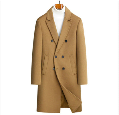 Manteau en laine pour homme, élégant, double fente, revers