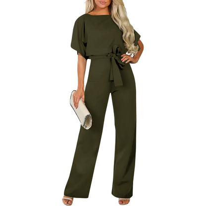 Combinaison élégante pour femme à manches longues et ceinture fine