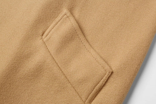 Stylischer Damenmantel Lang Knöpfbar Wolllook - IdealeKleiden