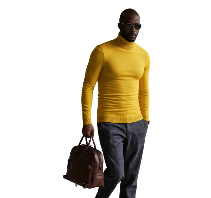 Pull col roulé homme, finement structuré, design élégant