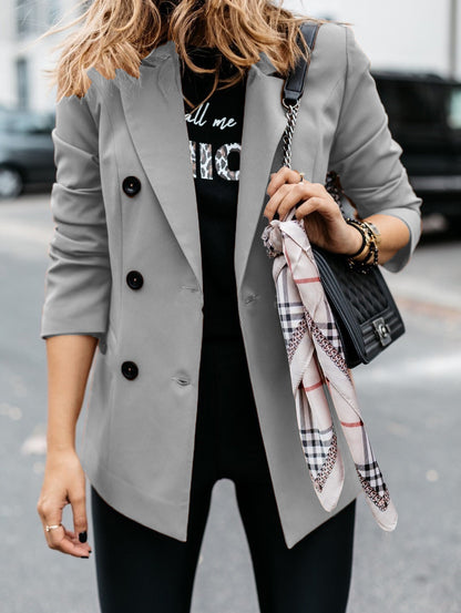 Blazer cintré élégant à double boutonnage pour femme