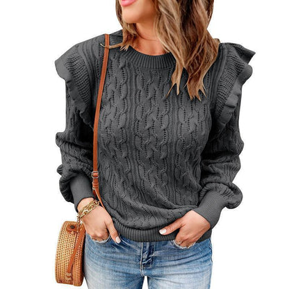 Pull Femme Tricot Motif Torsadé Élégant