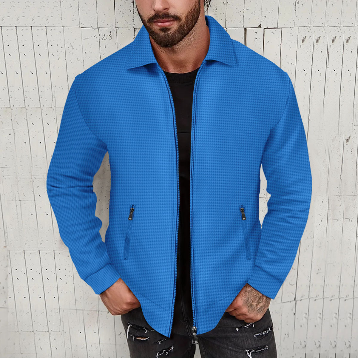 Gilet en tricot pour homme, coupe moderne, texturé, avec fermeture éclair optimale
