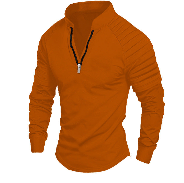T-shirt à manches longues pour hommes, sportif, fonctionnel, avec fermeture éclair