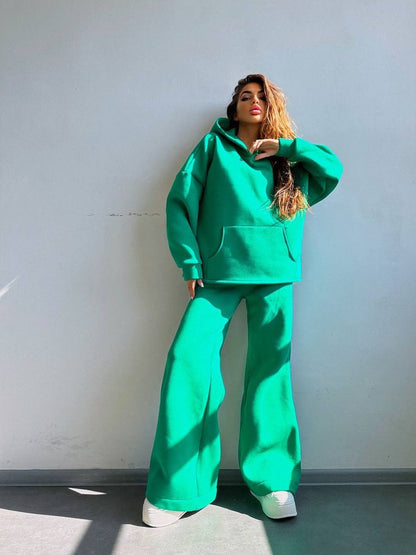 Ensemble Sweat à capuche oversize et jogging large femme
