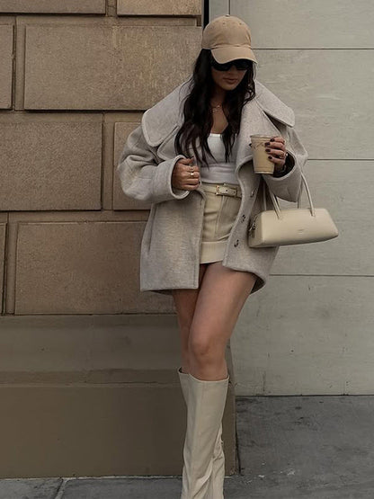 Manteau en laine oversize chaud pour femme