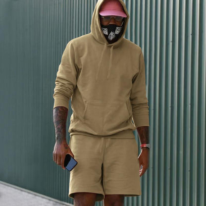Ensemble de sport pour hommes, sweat à capuche, short, confortable