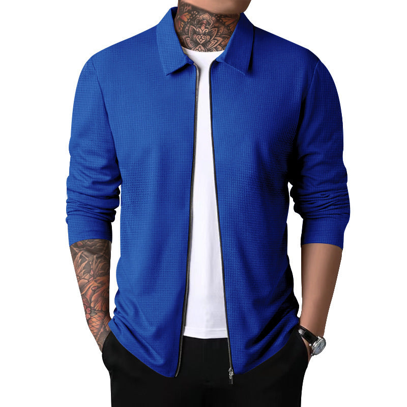 Veste d'extérieur pour homme, fermeture éclair, motif texturé