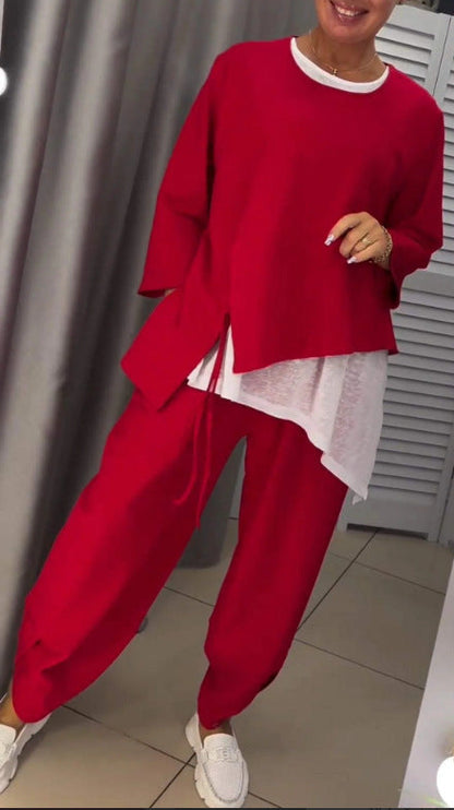 Ensemble deux pièces femme décontracté asymétrique tendance