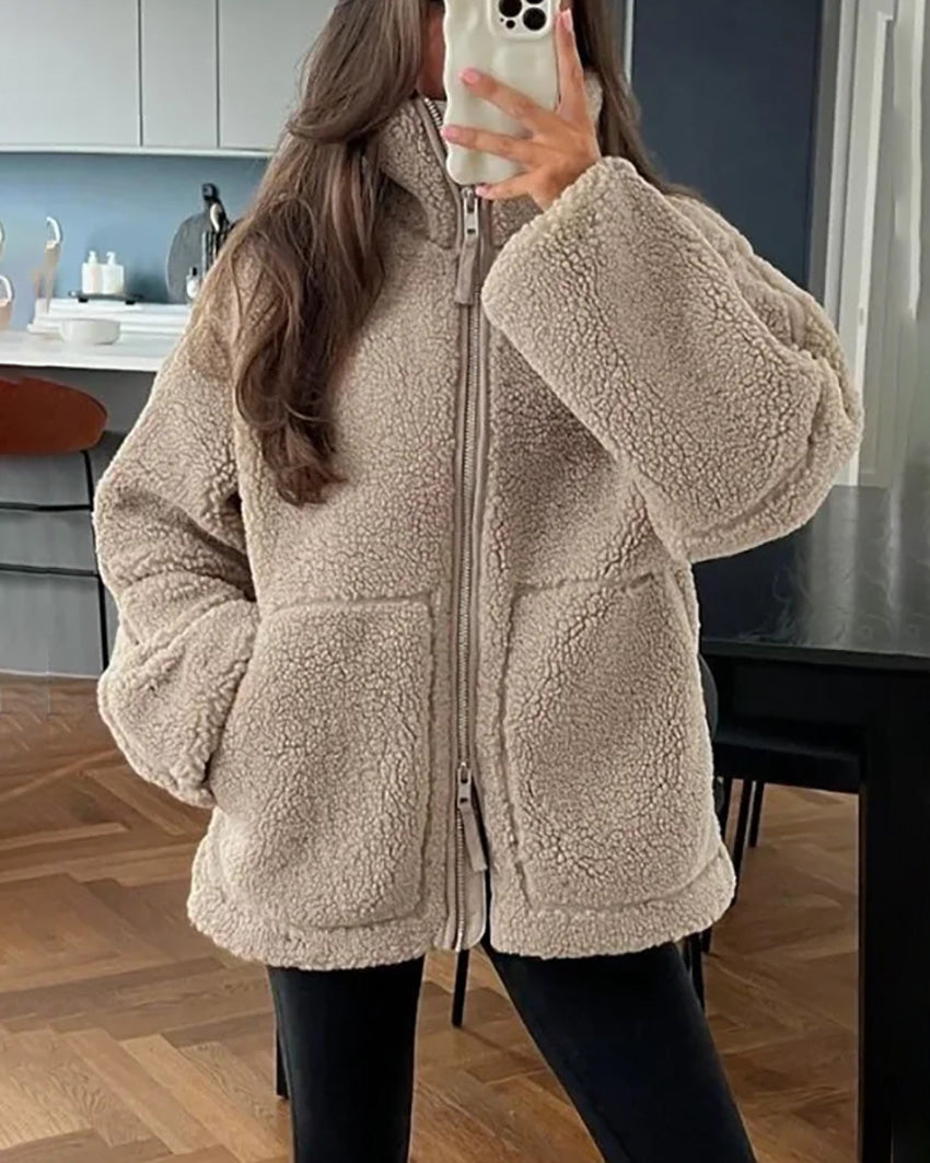Veste matelassée en polaire chaude, double fermeture éclair