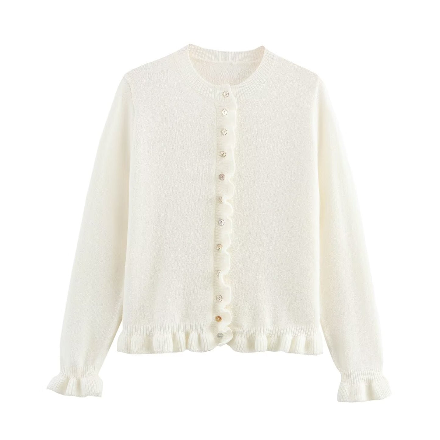 Gilet pour femme élégant avec ourlet à volants et fermeture boutonnée