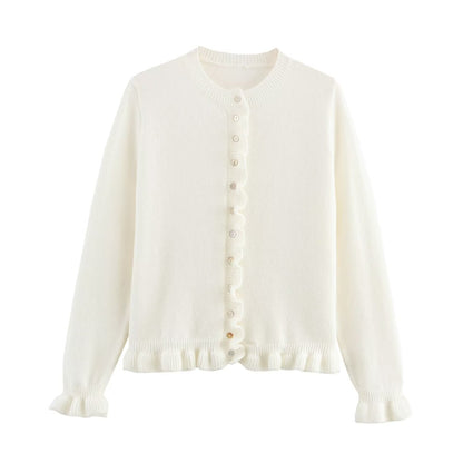 Gilet pour femme élégant avec ourlet à volants et fermeture boutonnée