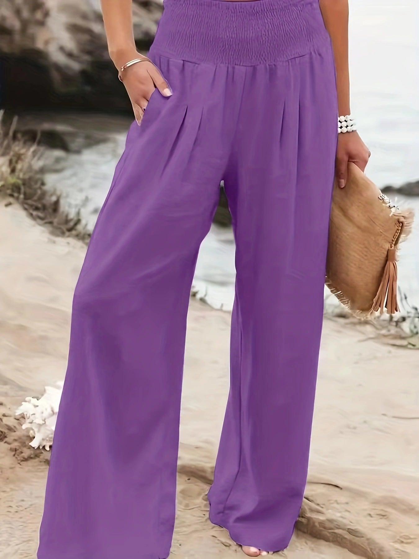 Pantalon ample en lin pour femme effet jupe-culotte