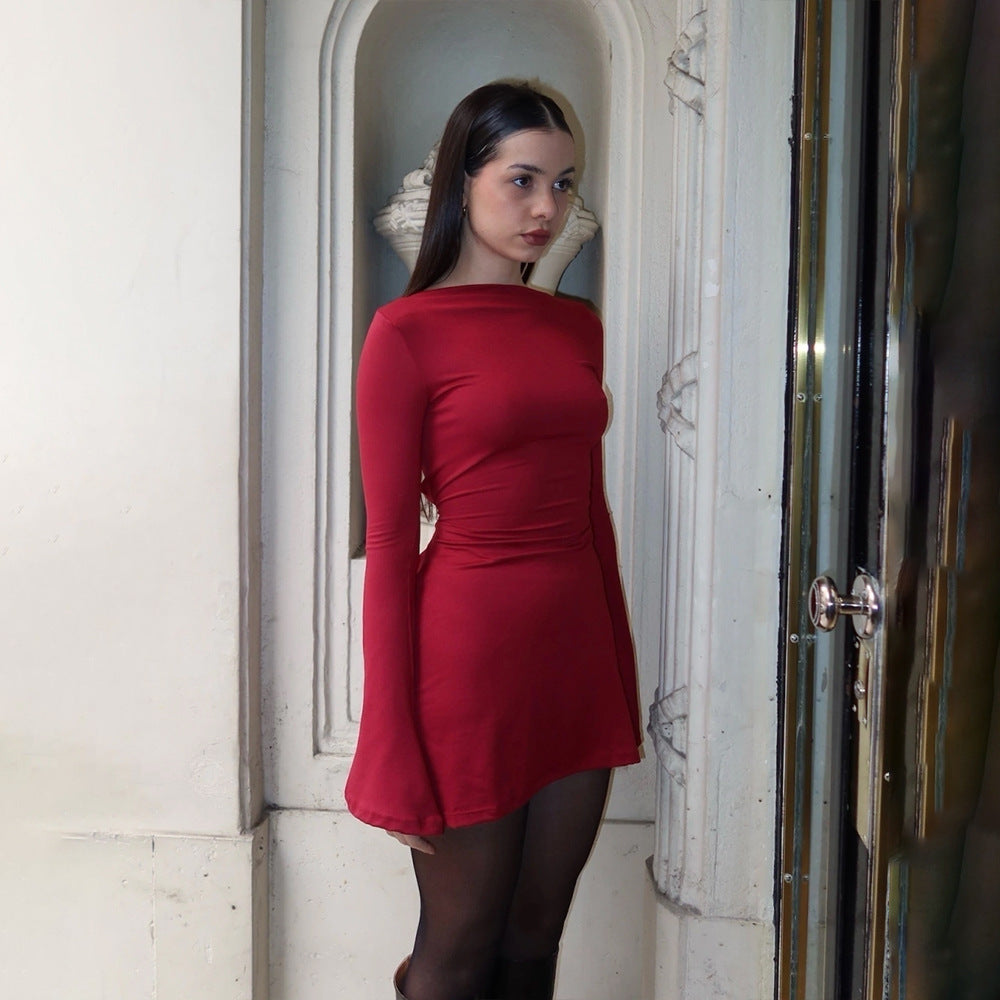 Robe longue femme élégante ajustée asymétrique