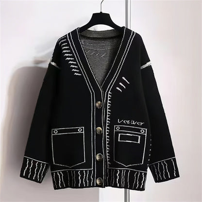 Cardigan pour femmes à motif graphique moderne