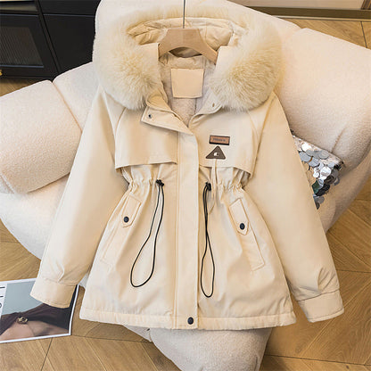 Parka d'Hiver Femme Chaud Isolé avec Col en Fausse Fourrure Amovible et Poches Latérales