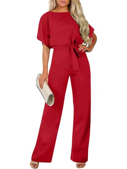 Combinaison élégante pour femme à manches longues et ceinture fine