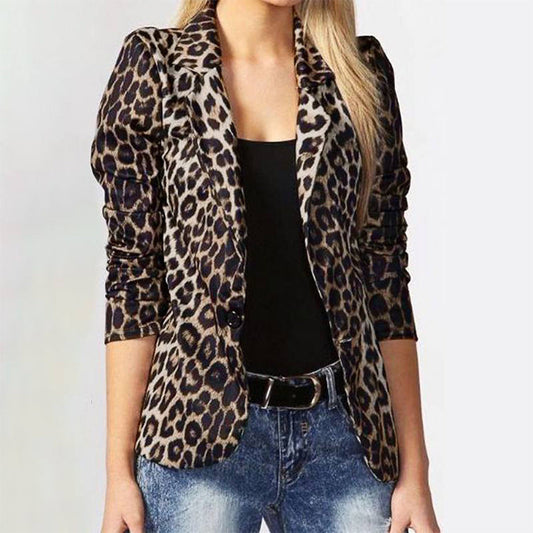 Damen Blazer Animal Print Trendy Kleidung - IdealeKleiden