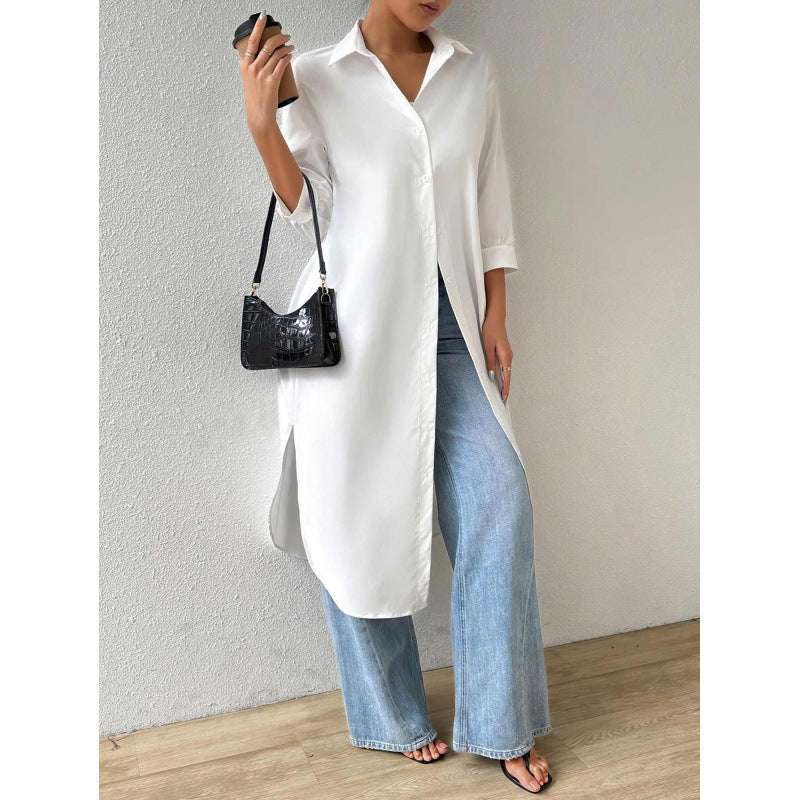 Robe longue boutonnée élégante pour femme