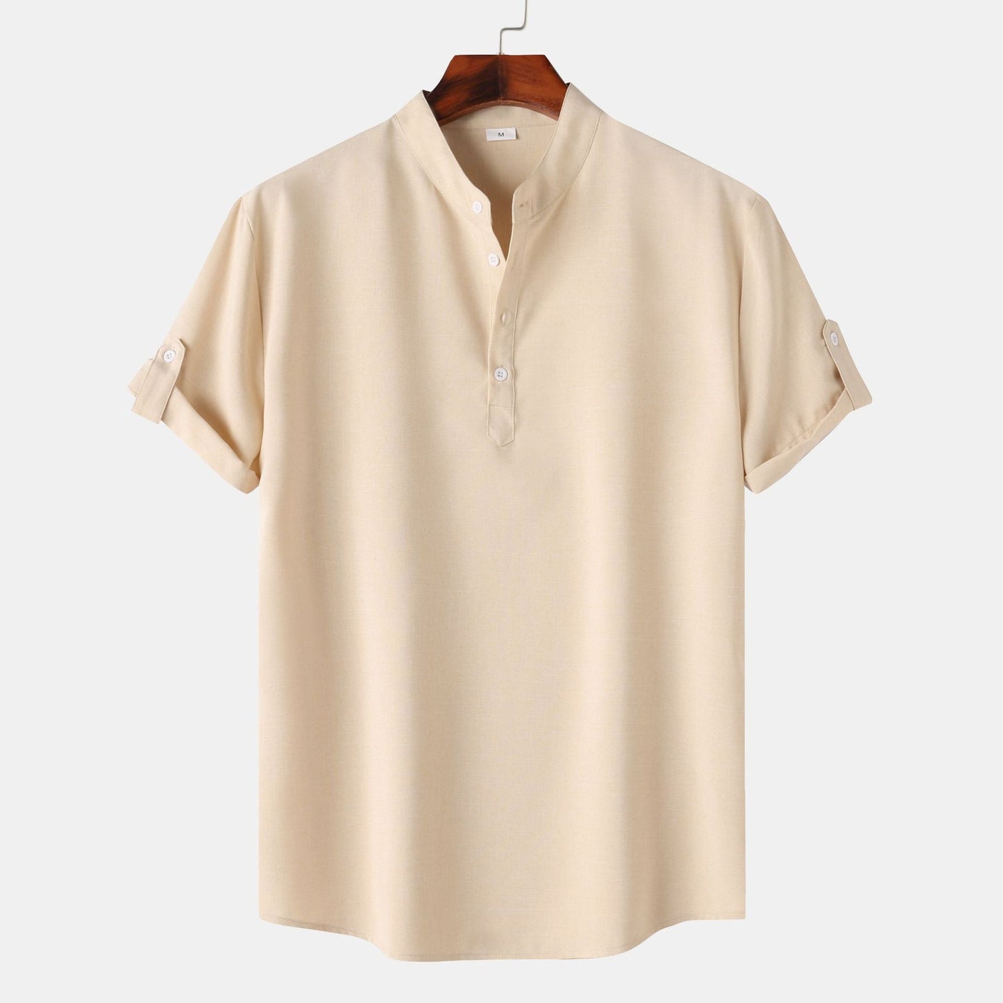Chemise à manches courtes pour homme, style Henley moderne
