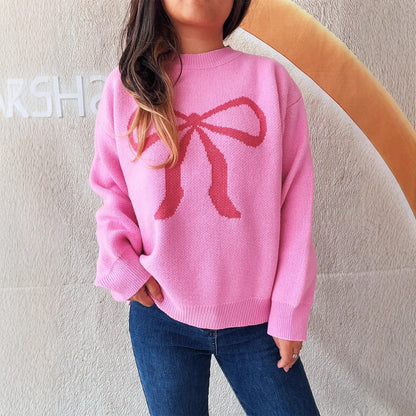 Pull femme doux motif nœud