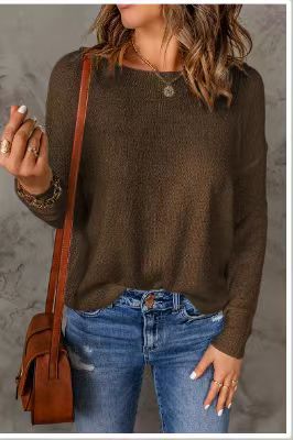 Pull femme grosse maille coupe ample col V