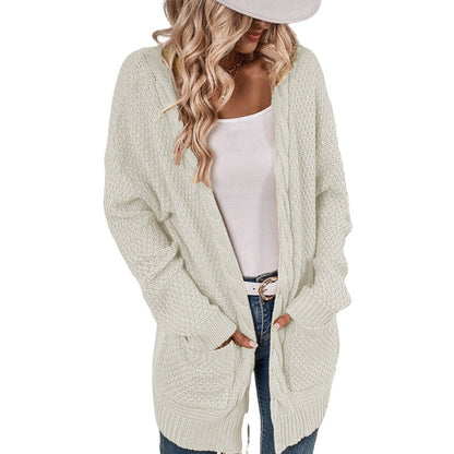 Cardigan en tricot pour femme coupe généreuse avec poches design élégant