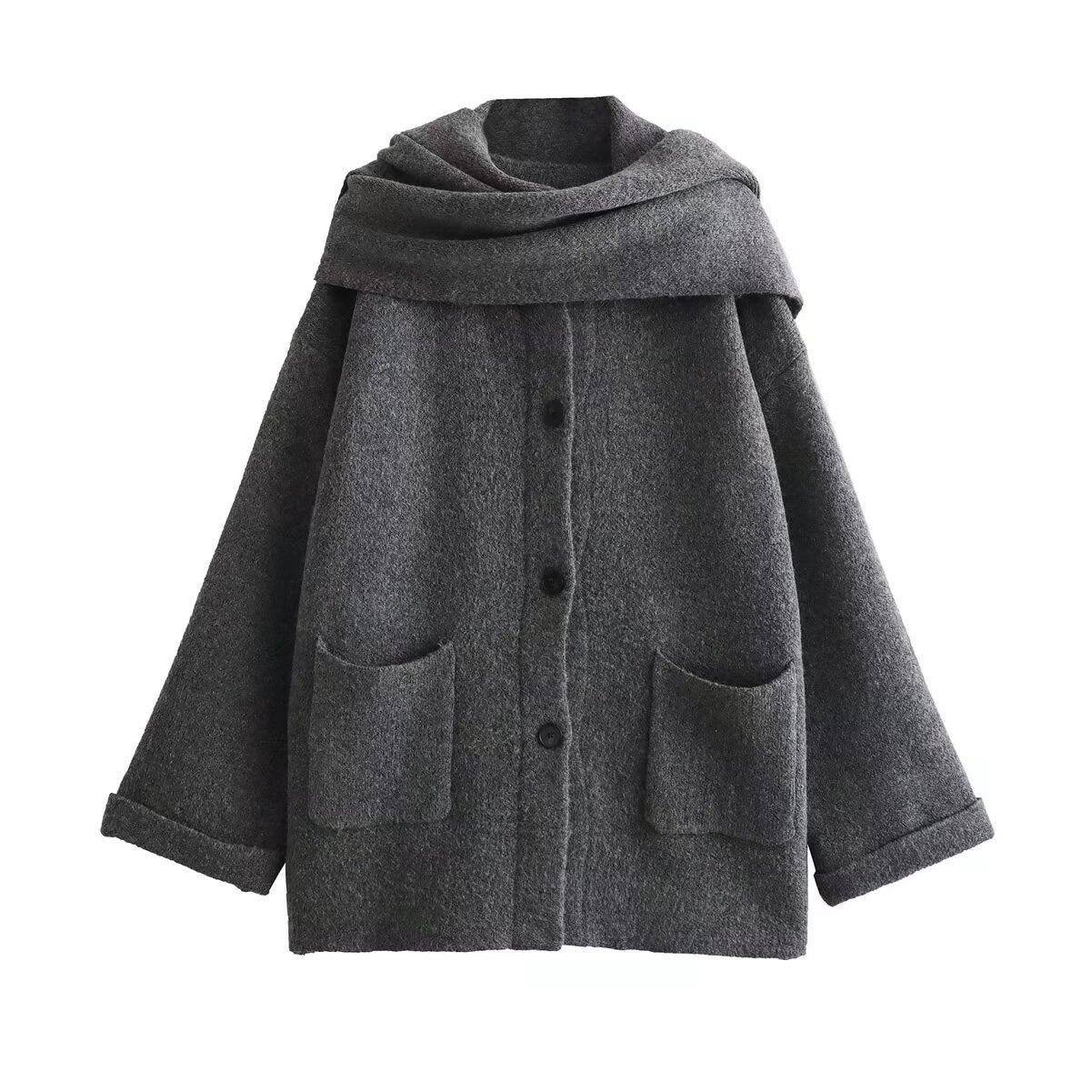 Veste d'hiver femme oversize chaude en laine avec poches
