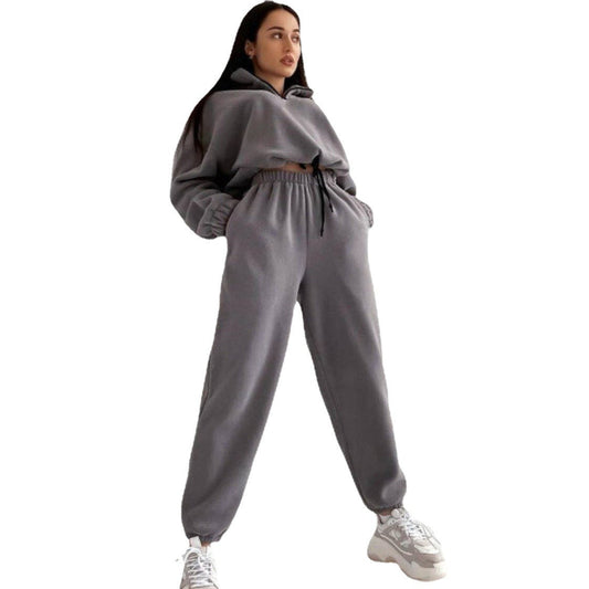 Damen Fleece Jogginganzug Bequem Lässig Design - IdealeKleiden