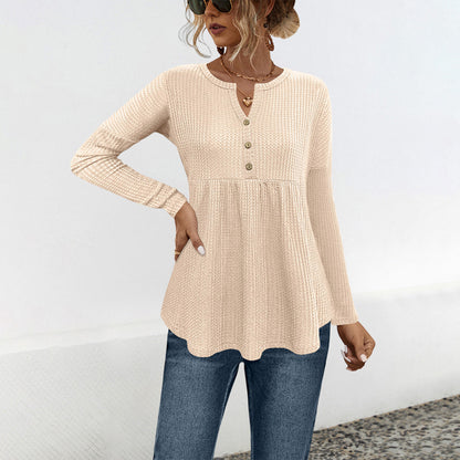 Tunique Femme Manches Longues Élégante Volant Fleur