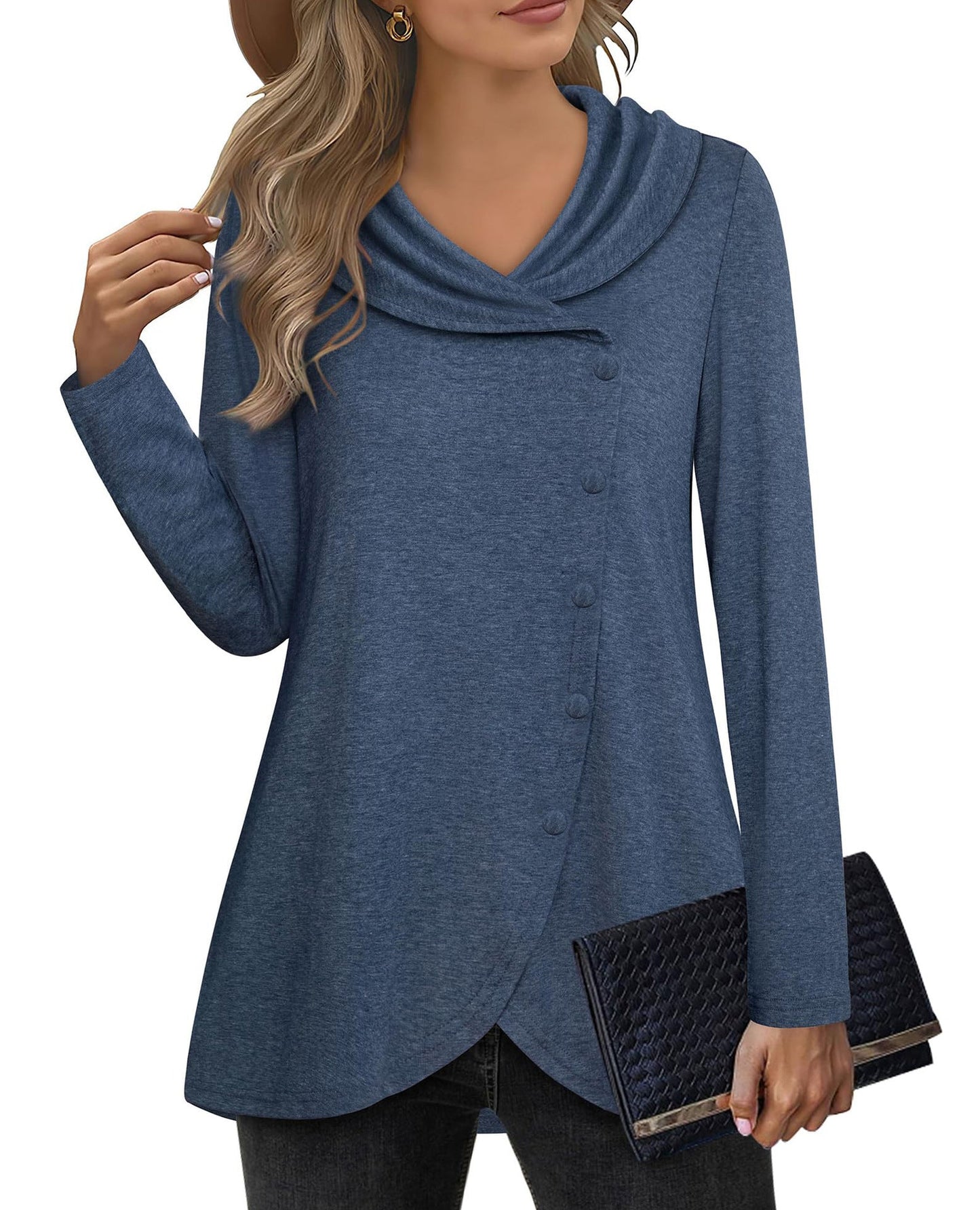 Chemisier Femme Élégant Col Asymétrique Chic
