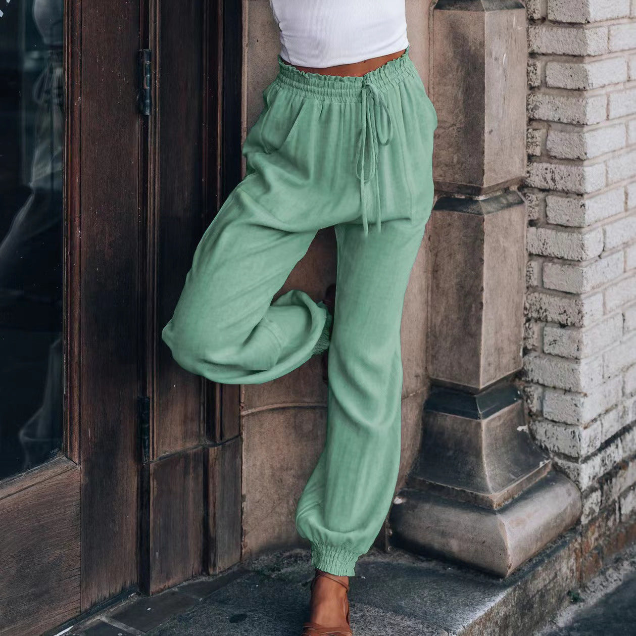 Pantalon de jogging femme confortable élastique taille élastiquée