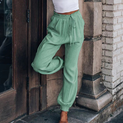 Pantalon de jogging femme confortable élastique taille élastiquée