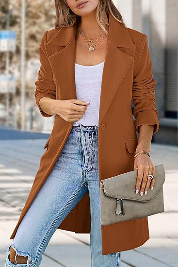 Blazer Oversize Élégant Femme Long