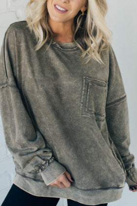 Sweat-shirt oversize confortable pour femme avec poches