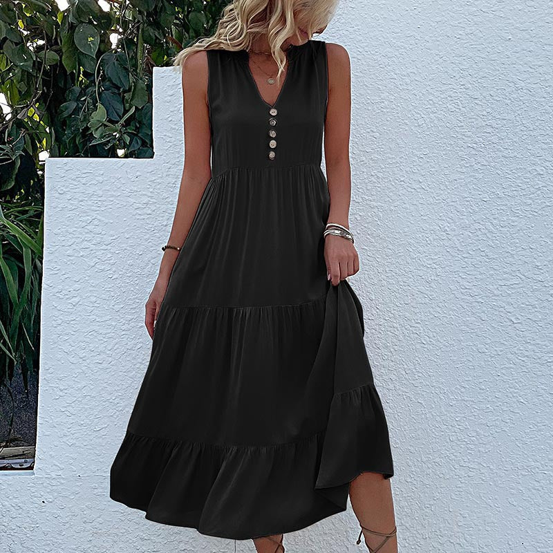 Robe d'été femme, détails à volants, robe décontractée