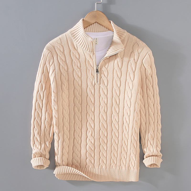 Pull homme coton demi-zip