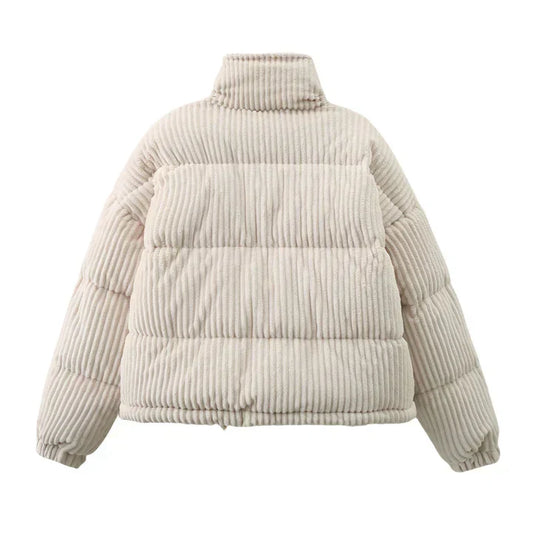 Modische Damen Winterjacke Cord Stil - IdealeKleiden
