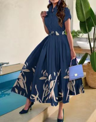 Robe longue élégante à fleurs pour femme, cintrée