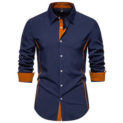 Chemise homme manches longues Coupe Moderne Coutures Contrastantes