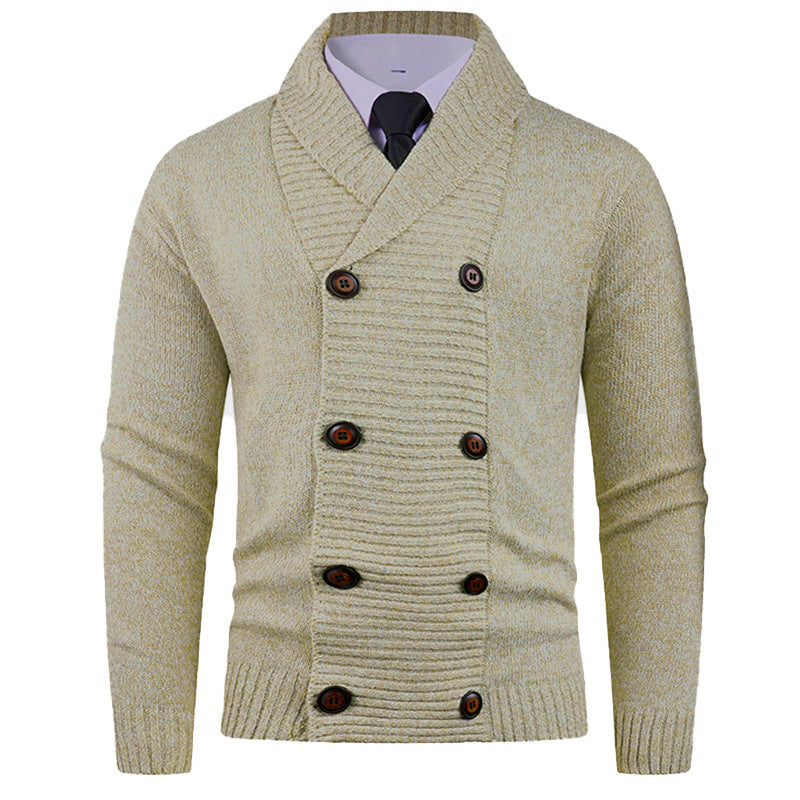 Gilet en maille moderne pour homme avec col châle et boutons